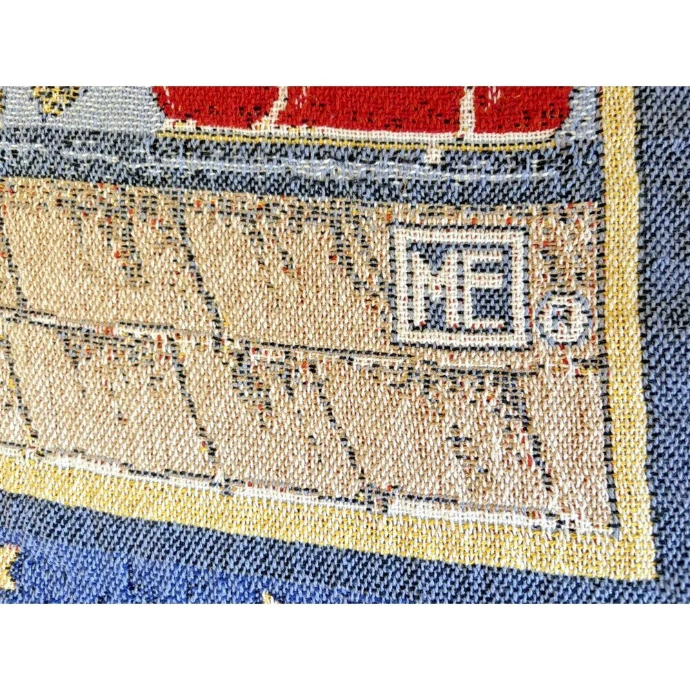 VTG Mary Engelbreit Believe Santa Crhistmas Tapestry Throw Blanket Fringed Woven